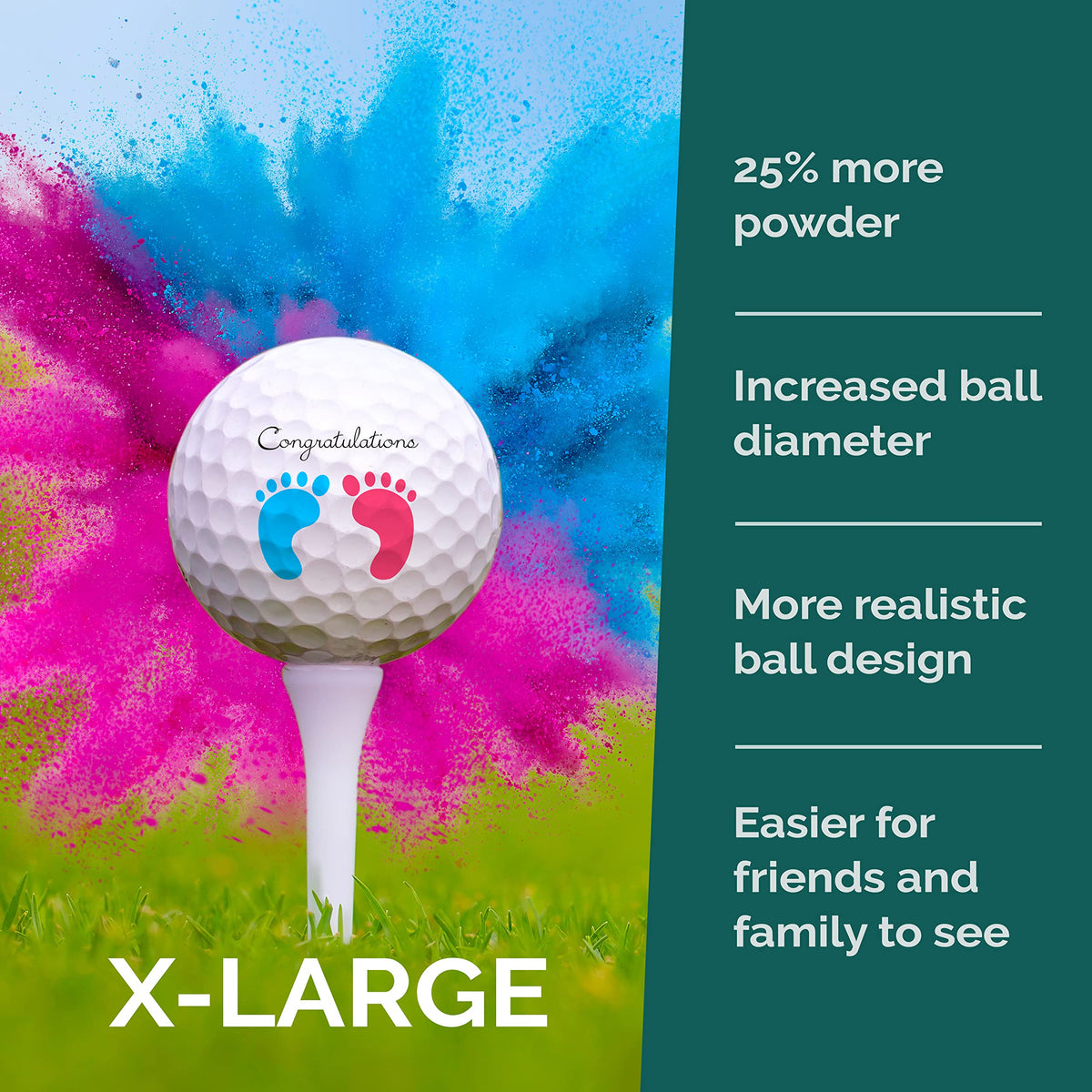 Port City Creations exploding golf balls with wooden tee for easy setup.