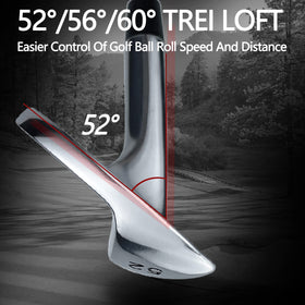 POSSOT 52-degree gap wedge closeup highlights spin-ready microgrooves for precise approaches.
