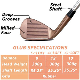 POSSOT 52-degree gap wedge with gold finish for controlled approach shots