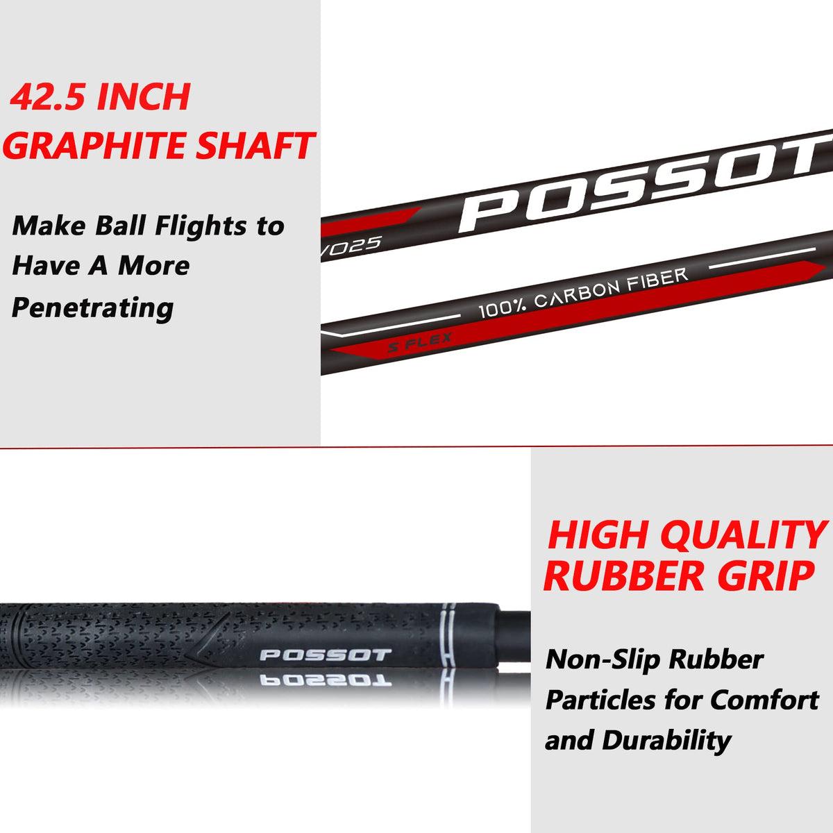 POSSOT fairway wood with lightweight graphite shaft improves swing speed
