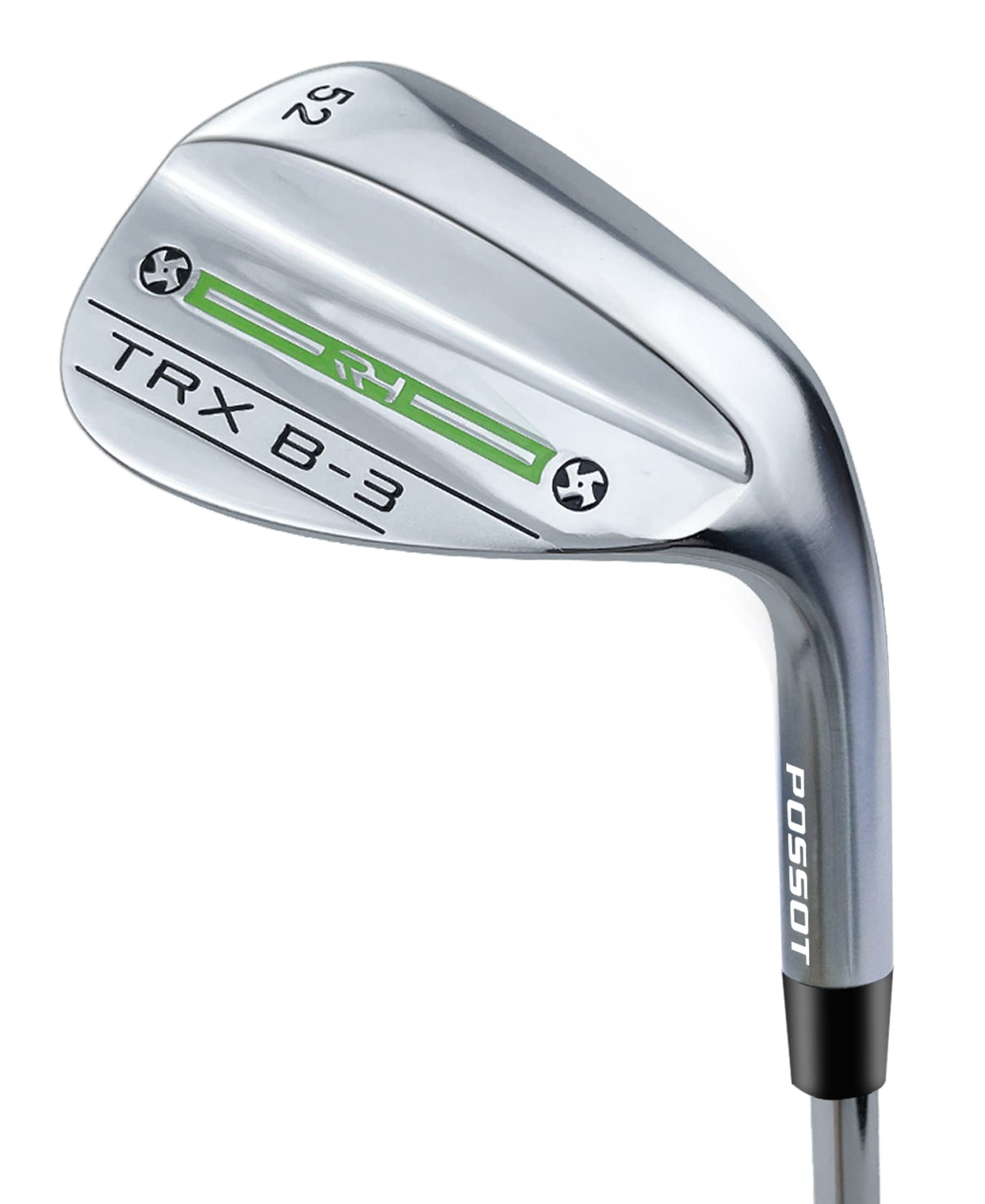 POSSOT 60-degree lob wedge close-up highlights spin-friendly grooves for precise short shots.