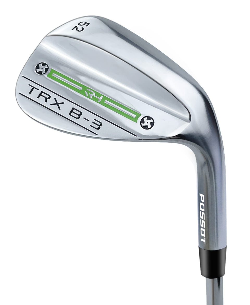 POSSOT 60-degree lob wedge close-up highlights spin-friendly grooves for precise short shots.