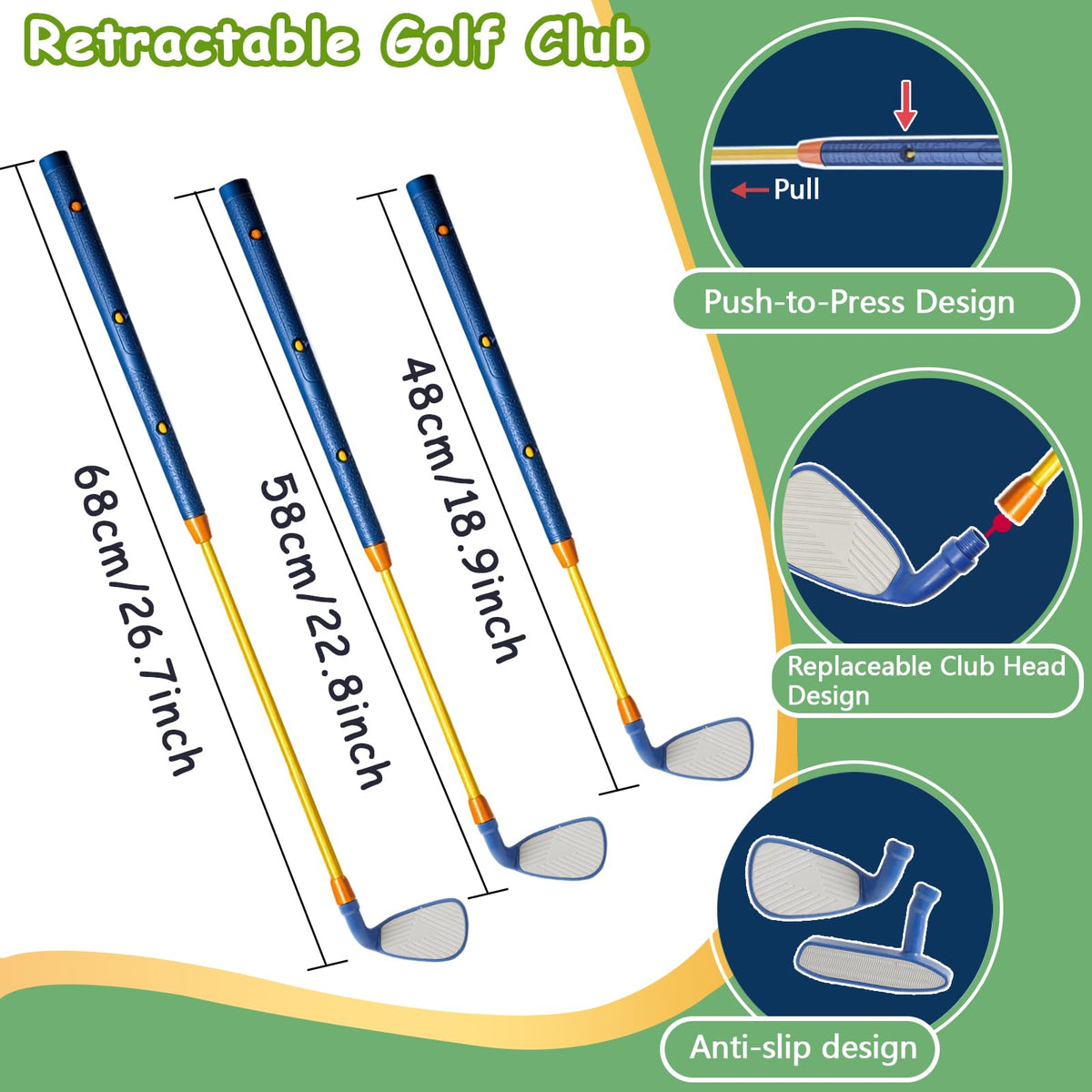 POWCAVA chipping net included for accurate indoor or outdoor shots.