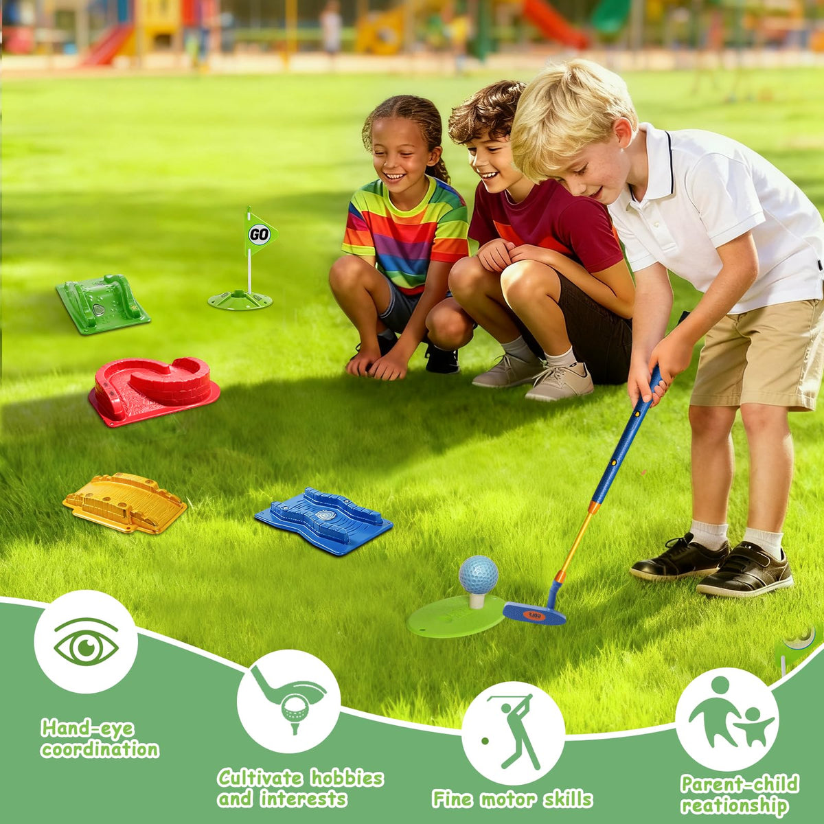 POWCAVA family play friendly golf set encourages bonding during play