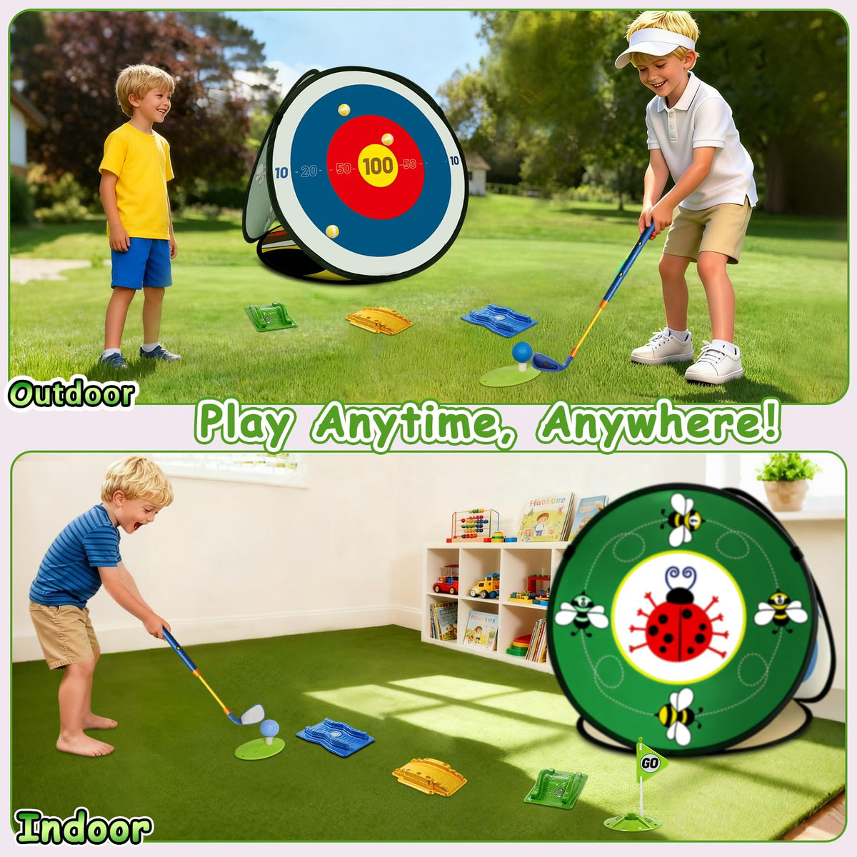 POWCAVA sticky golf board offers four-in-one setup for target practice.
