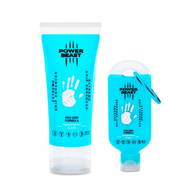 Power Beast non-sticky grip enhancer bottle pour shows clean application and travel-ready design.