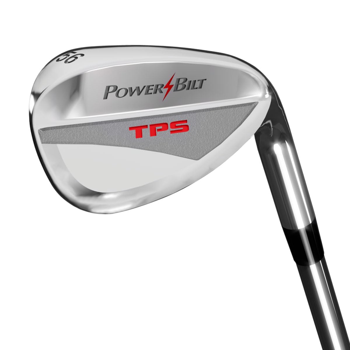 Powerbilt TPS 64° wedge close-up face for precision chips and pitches.