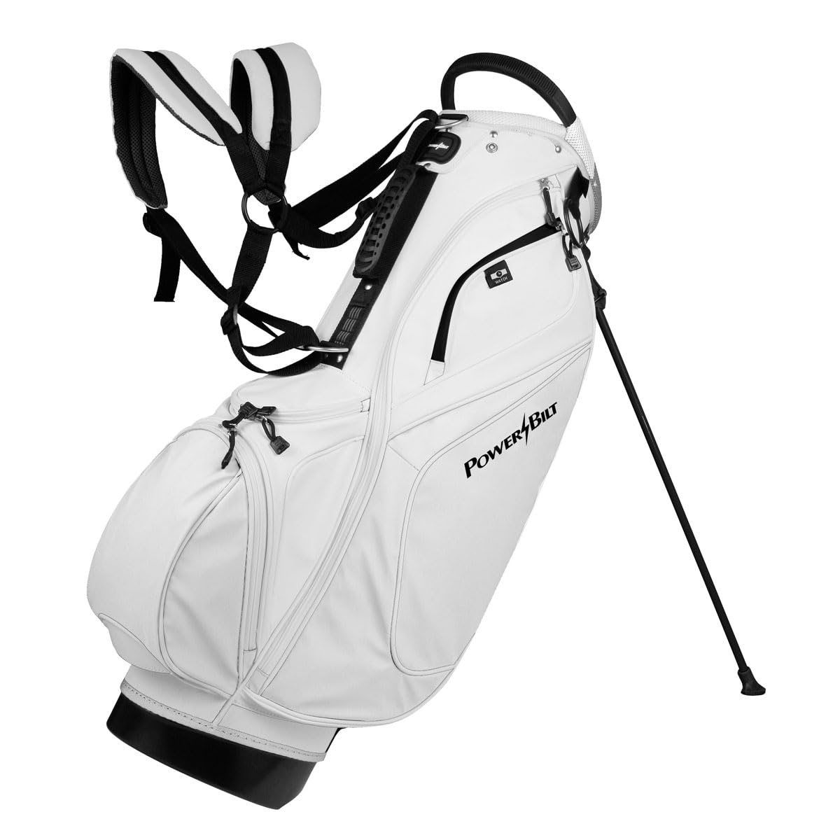 Powerbilt TPS Dunes 14-Way top view highlighting organized club storage and graphite shaft protection