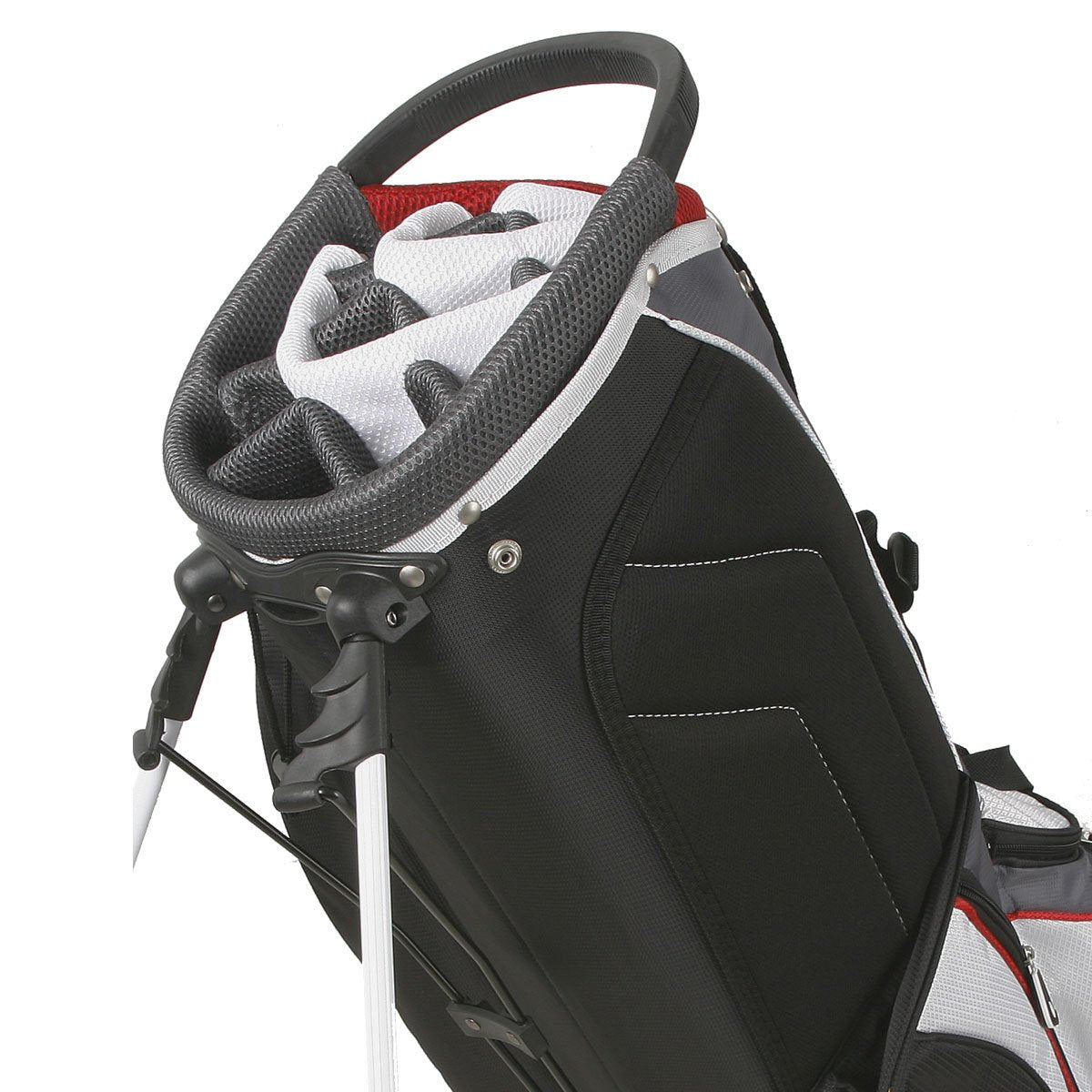 Powerbilt TPS Dunes stand legs deployed quickly for stable on course setup