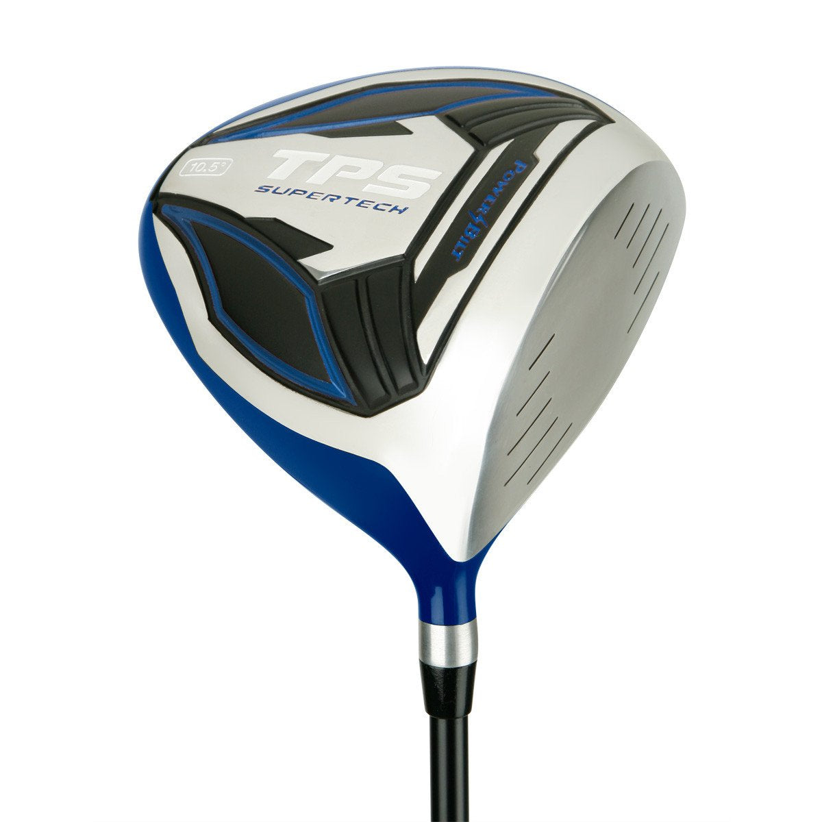 Powerbilt TPS Supertech driver front view in black and blue for confident setup
