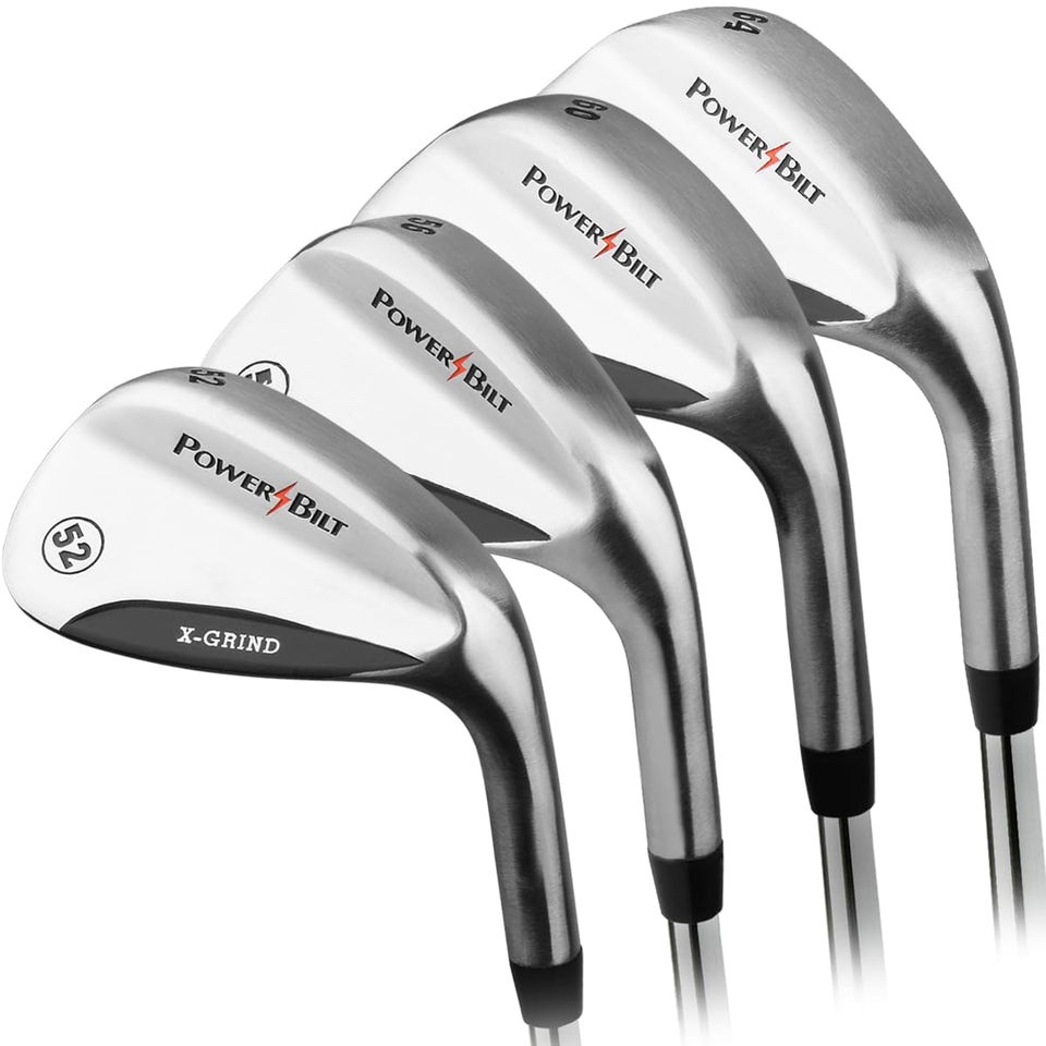 Powerbilt X-Grind 52° pitching wedge highlights precision from tight lies.