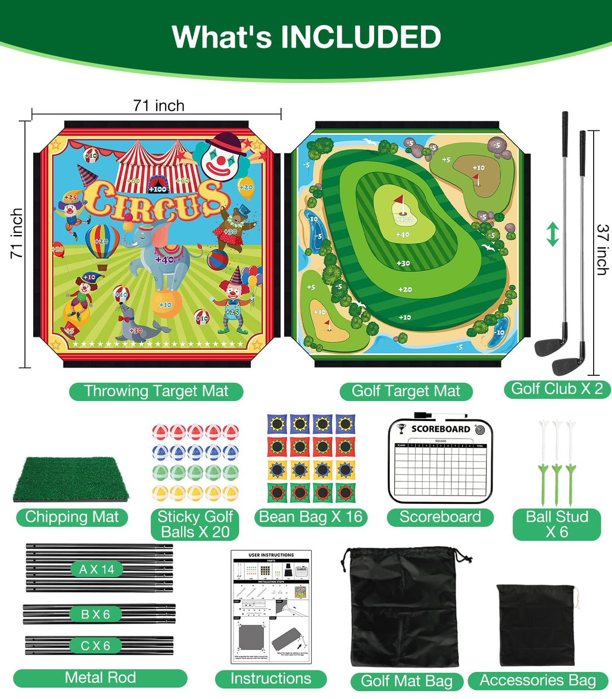 Powerful Xishan 24 golf balls included for group play.