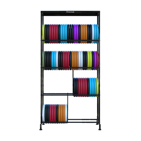 Poweruck disc golf storage front view with accessible shelves for quick disc retrieval.