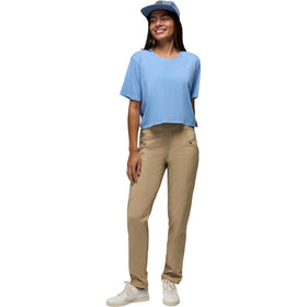 prAna Koen Daily Pants Sandbar fabric close-up highlighting stretch material.