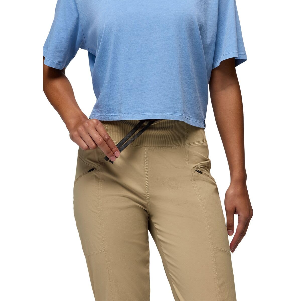 prAna Koen Daily Pants Sandbar side pocket detail for security.