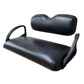 Prefer Warehouse E-Z-Go TXT black vinyl seat cover ready for outdoor use.