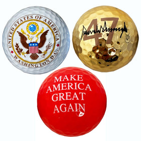 President Souvenirs red Great Again ball offers bold style during rounds