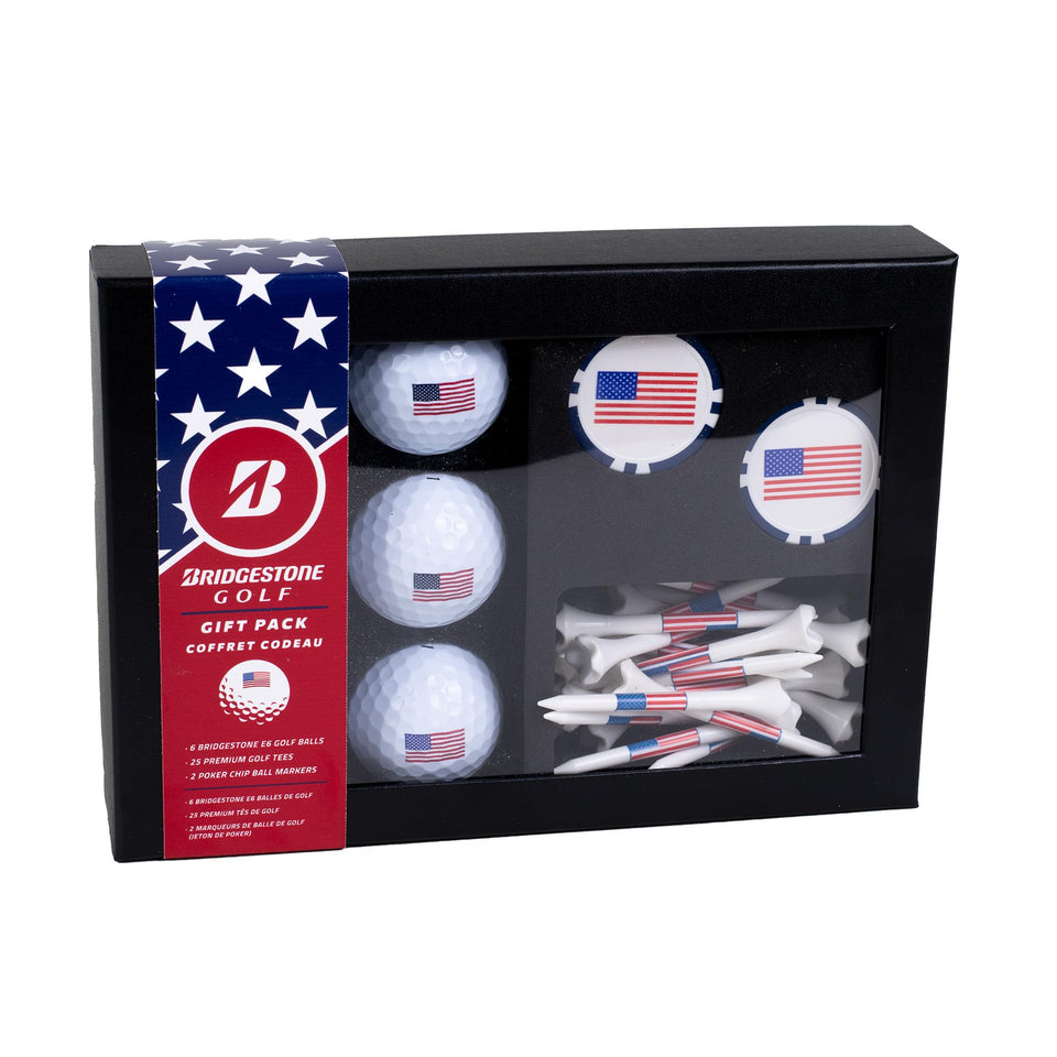 PrideSports Bridgestone e6 golf balls with American flag for longer distance and softer feel on the course.