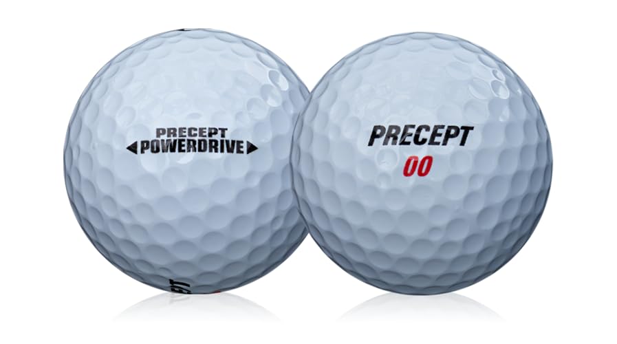 PrideSports Bridgestone Precept Power Drive logo imprint closeup on a ball highlighting personalization