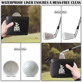 Birdie Buddy clip-on design fits most golf bags securely.