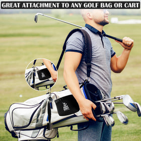 Birdie Buddy retractable brush extended for easy cleaning of irons and woods.