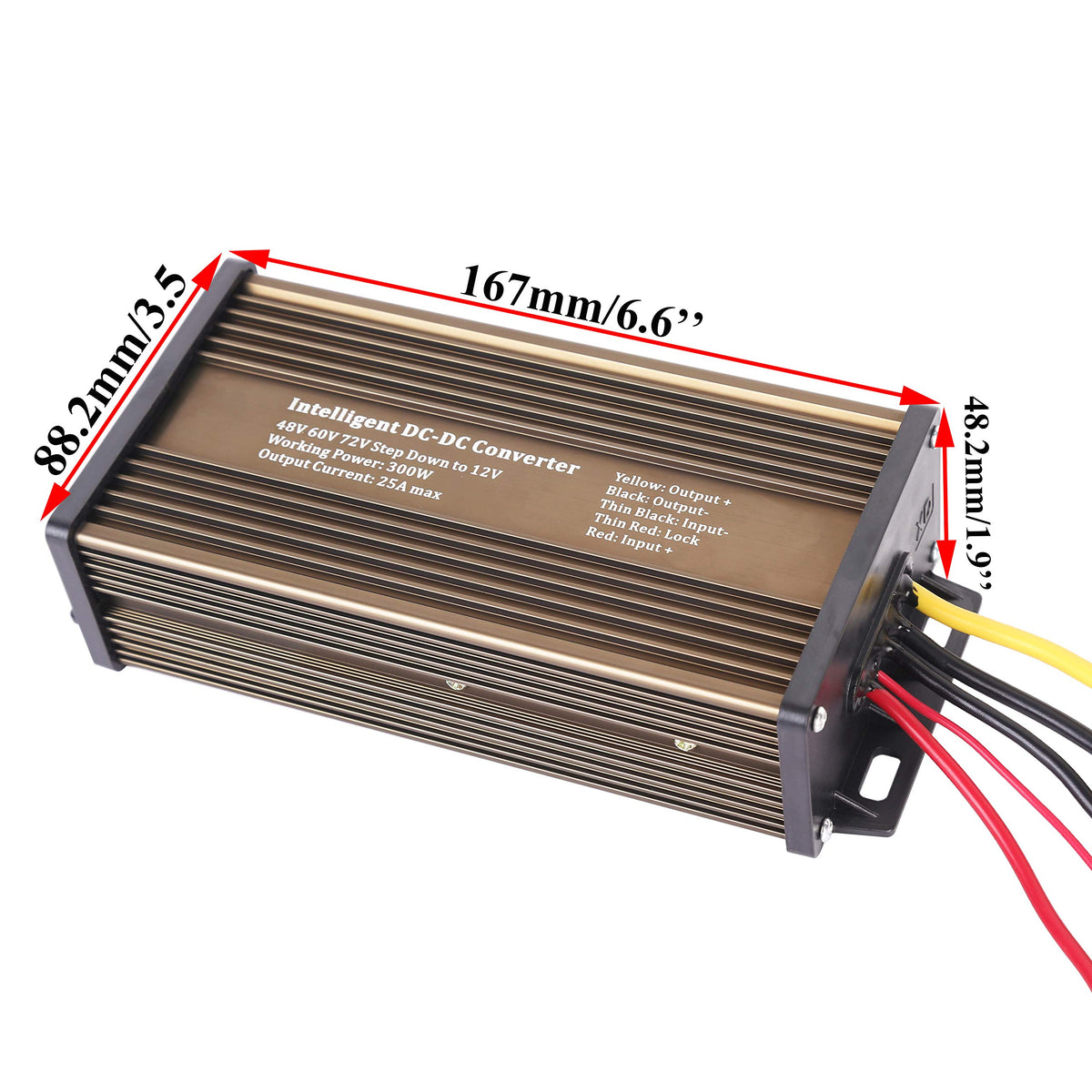 Pro Chaser 300W 25A module showing wiring and protection features for vehicles.