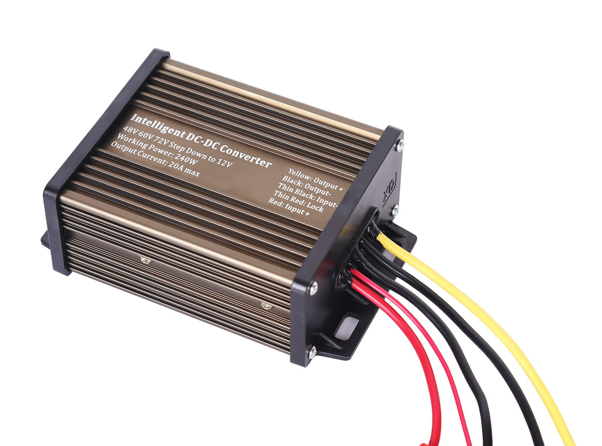 Pro Chaser DC-DC converter front view powering 12V accessories for an electric scooter