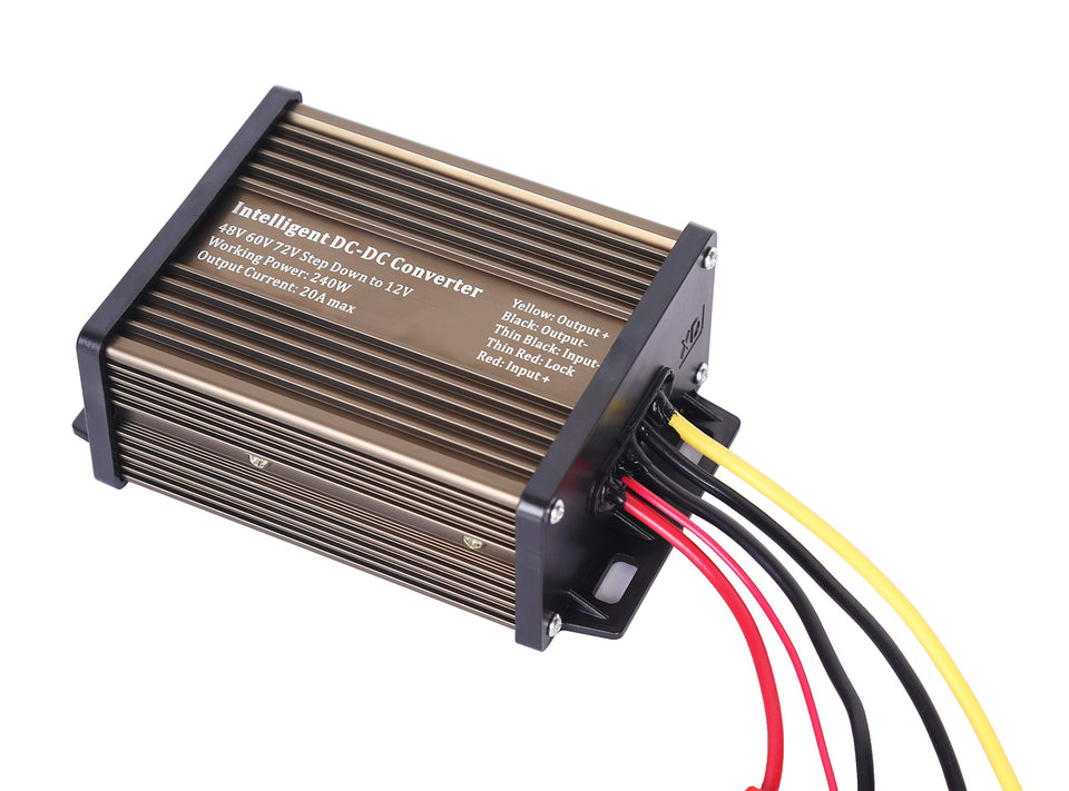 Pro Chaser DC-DC converter front view powering 12V accessories for an electric scooter