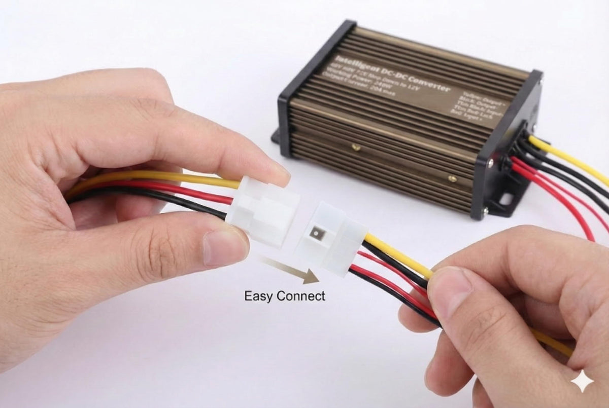 Pro Chaser DC-DC converter side installation shown in a compact mounting spot