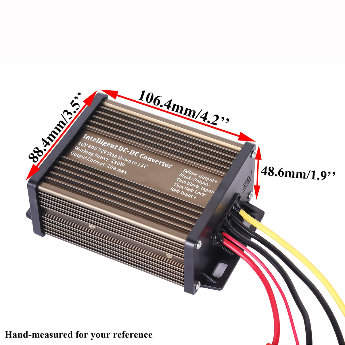 Pro Chaser DC-DC converter top view highlighting rugged aluminum housing