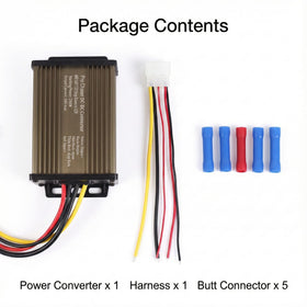 Pro Chaser DC-DC converter installed under-seat in a bike setup
