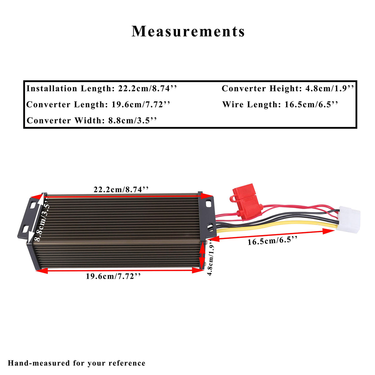 Pro Chaser DC-DC converter with harness and connectors, ready for quick installation.