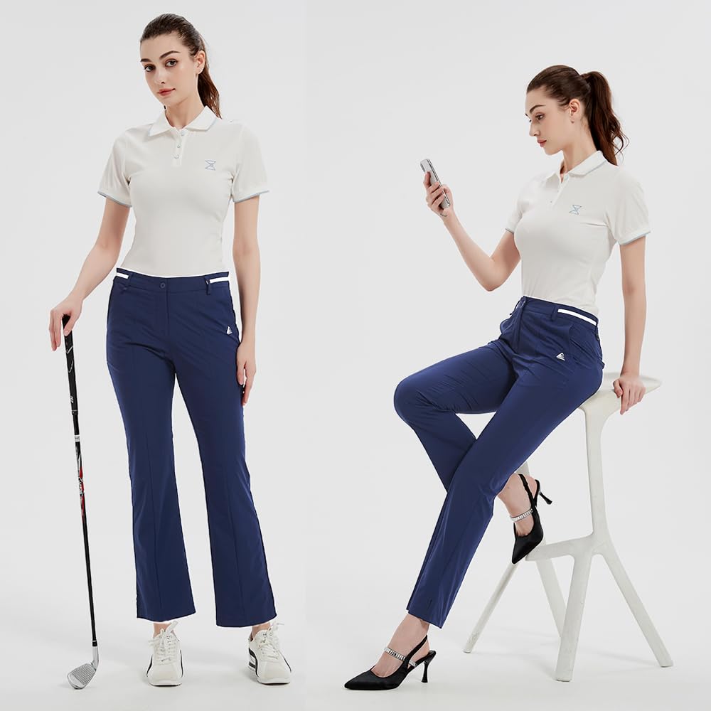 Pro X Gear flare-bottom golf pants with slit for stylish, unrestricted movement.
