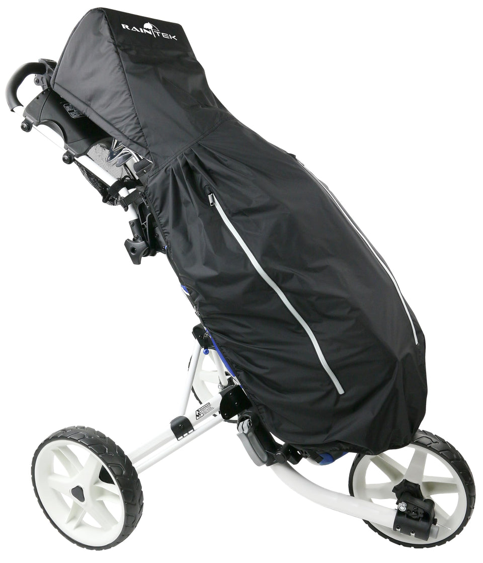 RainTek hood keeps clubs accessible and wind-protected.