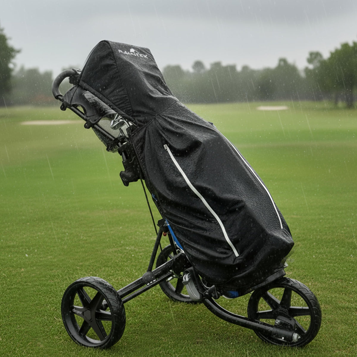 RainTek rainproof pocket keeps scorecard dry and valuables safe.