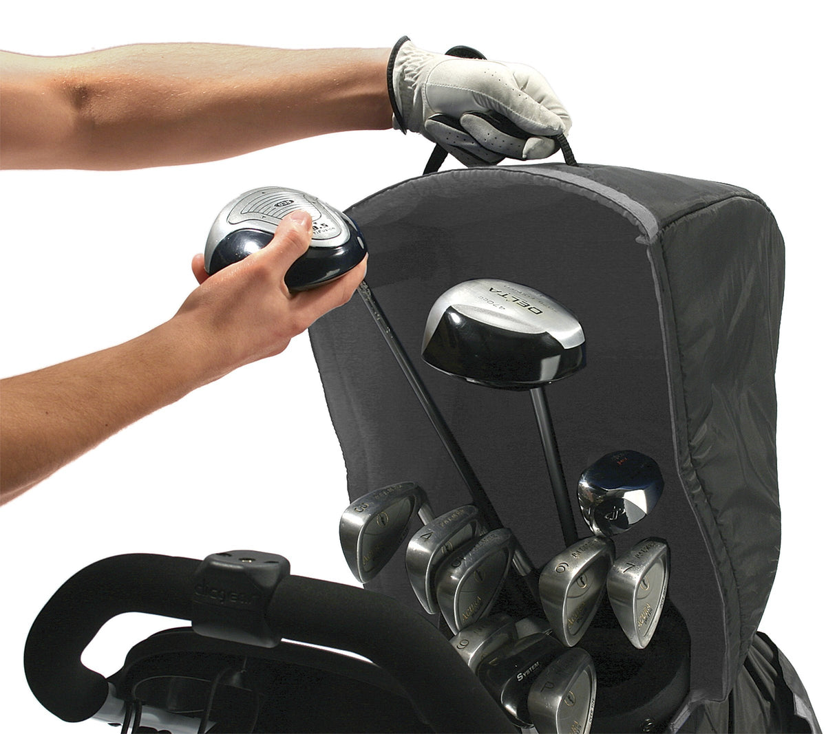 RainTek wind strap secures the bag in gusty conditions.