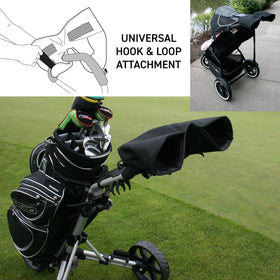ProActive Sports Golf Ultimittens universal-clip secures to any push cart for quick use.