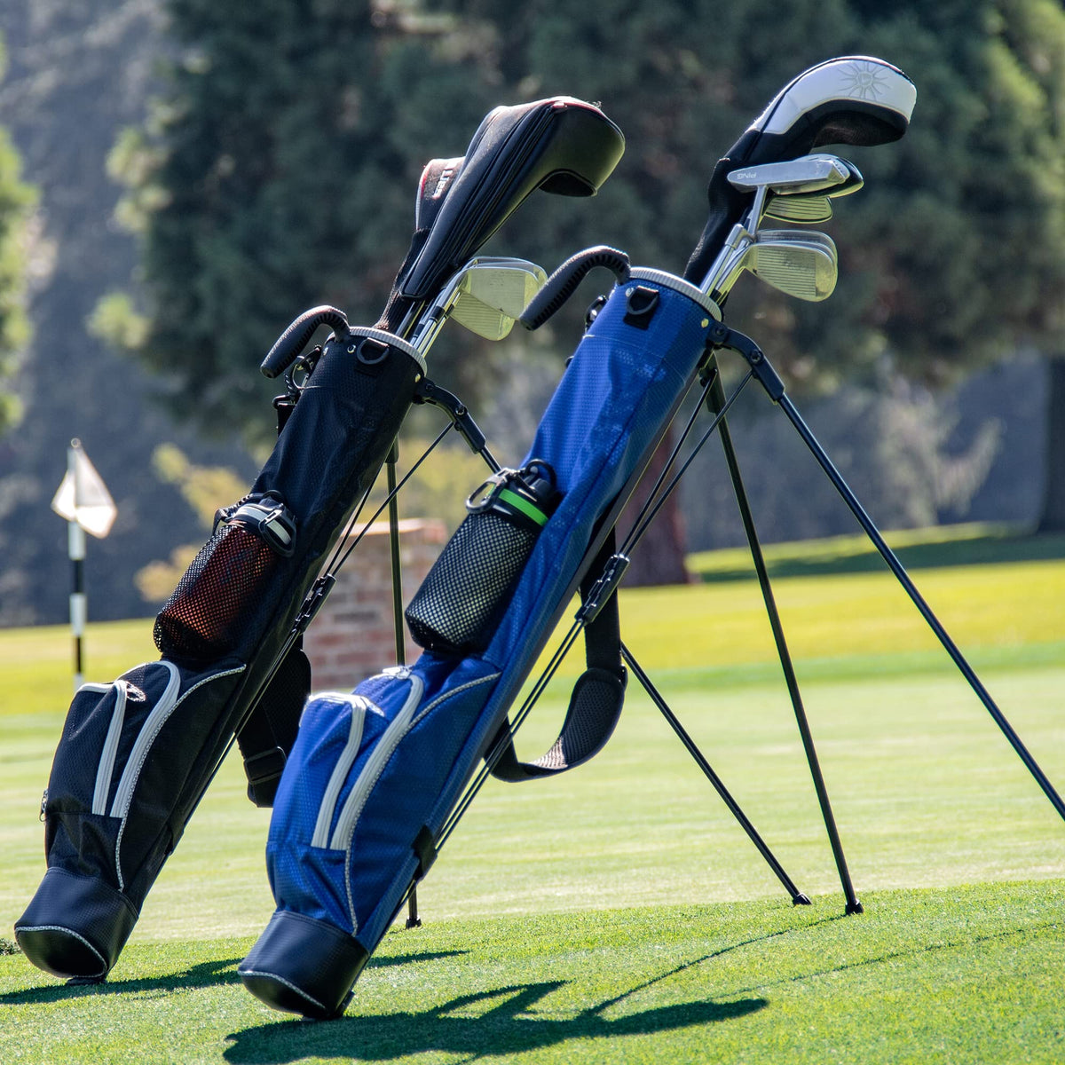 Mesh pouch on Sunday Stand Bag for easy-access hydration and small items
