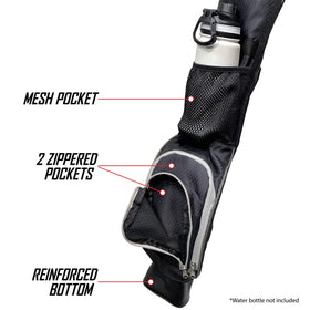Sunday Stand Bag with retractable stand legs on grassy range
