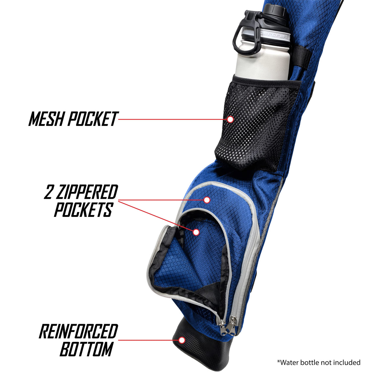 ProActive Sunday Stand Bag blue side view showing easy access and carry