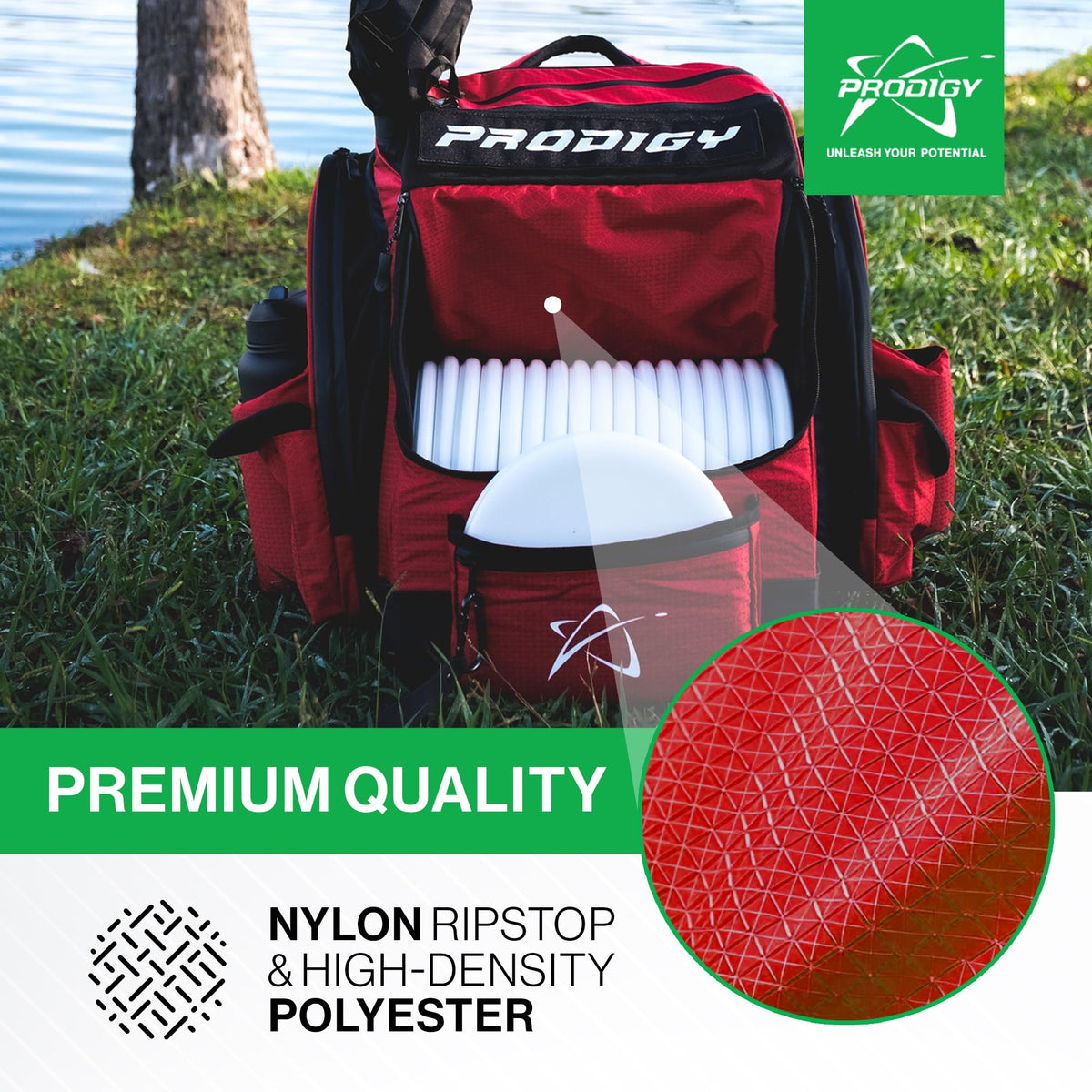 Prodigy BP-1 V3 dedicated water bottle compartment keeps drinks secure