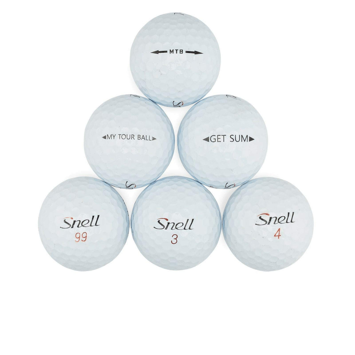 Professional Golf Snell ball mix packfront: used balls for affordable practice.