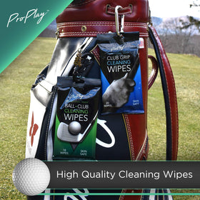 ProPlay Ball cleaning wipe removing grass from a golf ball