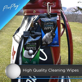 ProPlay Club Grip Cleaning Wipes resealable pack keeps wipes ready.