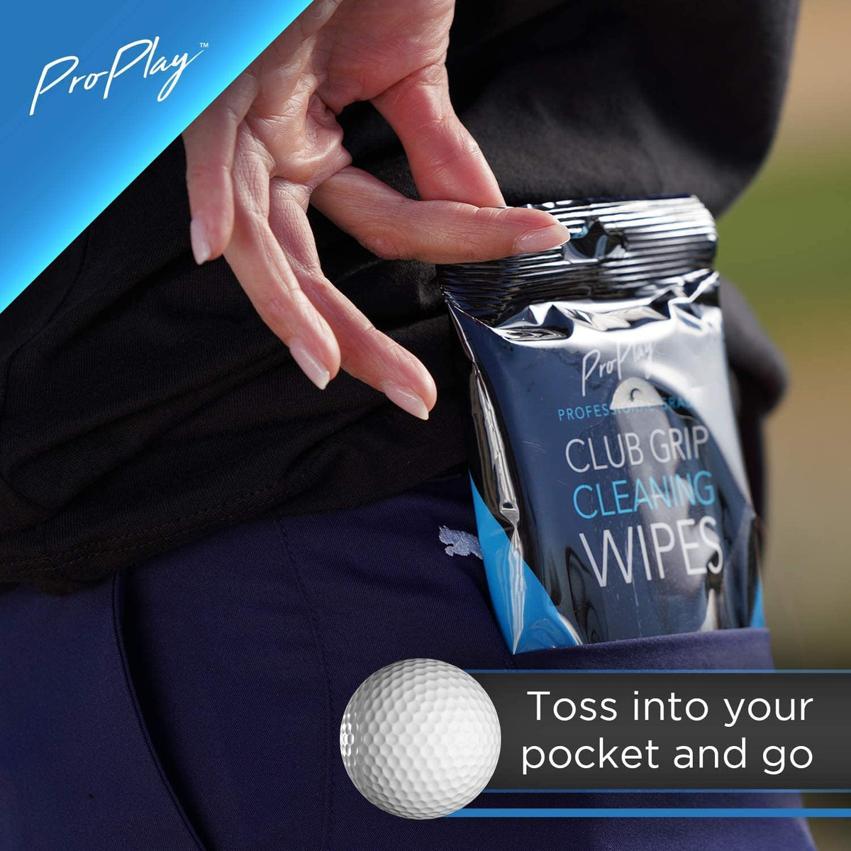 ProPlay Club Grip Cleaning Wipes textured cloth cleans sweat and dirt efficiently.