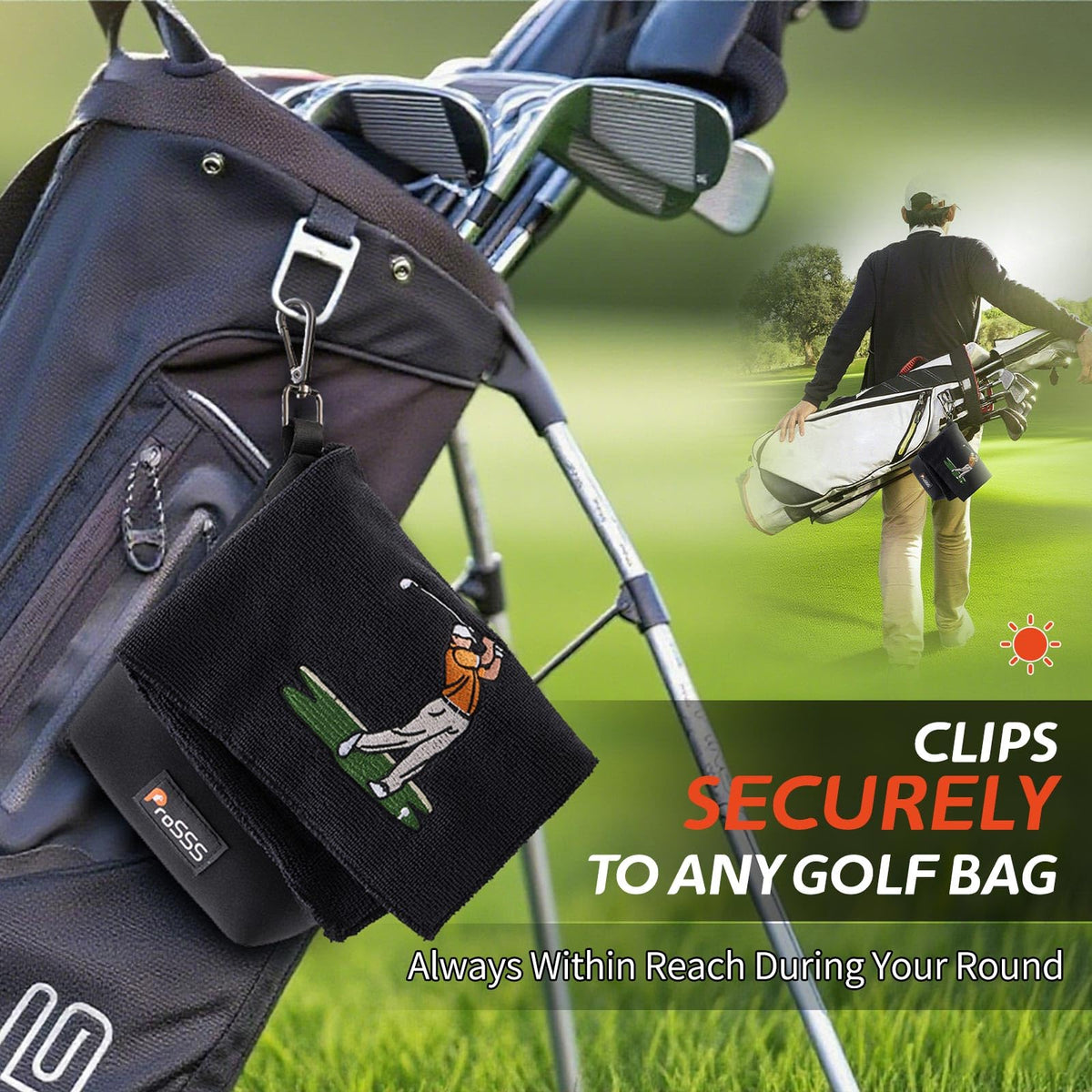 ProSSS Carabiner Clip keeps cleaning kit accessible on bag.