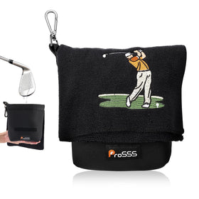 ProSSS Golf Cleaning Bag with dual-layer waterproof pouch keeps clubs clean.