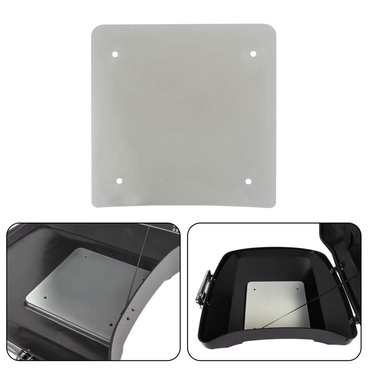 PSLER Tour Pack Base Plate front view shows rugged metal reinforcement for touring luggage