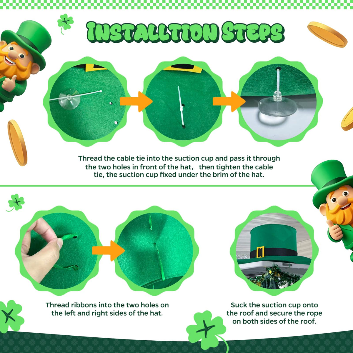 PTCRUT shamrock stickers offer versatile, reusable decor.