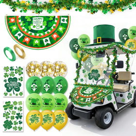 PTCRUT giant leprechaun hat on golf cart adds bold parade flair.